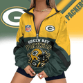 Green Bay Packers | Premium NFL Championship Vibe V-Neck Zipper Sweatshirt Jackets NTH1