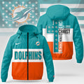 Miami Dolphins | Premium NFL Strength Through Christ Windbreaker Jacket NTH1