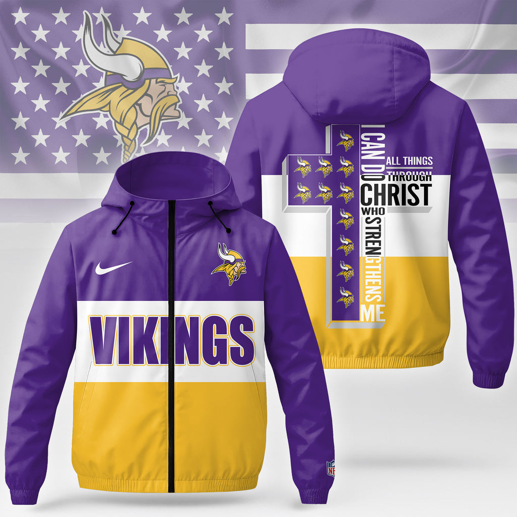 Minnesota Vikings | Premium NFL Strength Through Christ Windbreaker Jacket NTH1