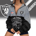 Las Vegas Raiders | Premium NFL Championship Vibe V-Neck Zipper Sweatshirt Jackets NTH1