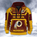 Washington Redskins DMHT2578 3D Half-zip Hoodie