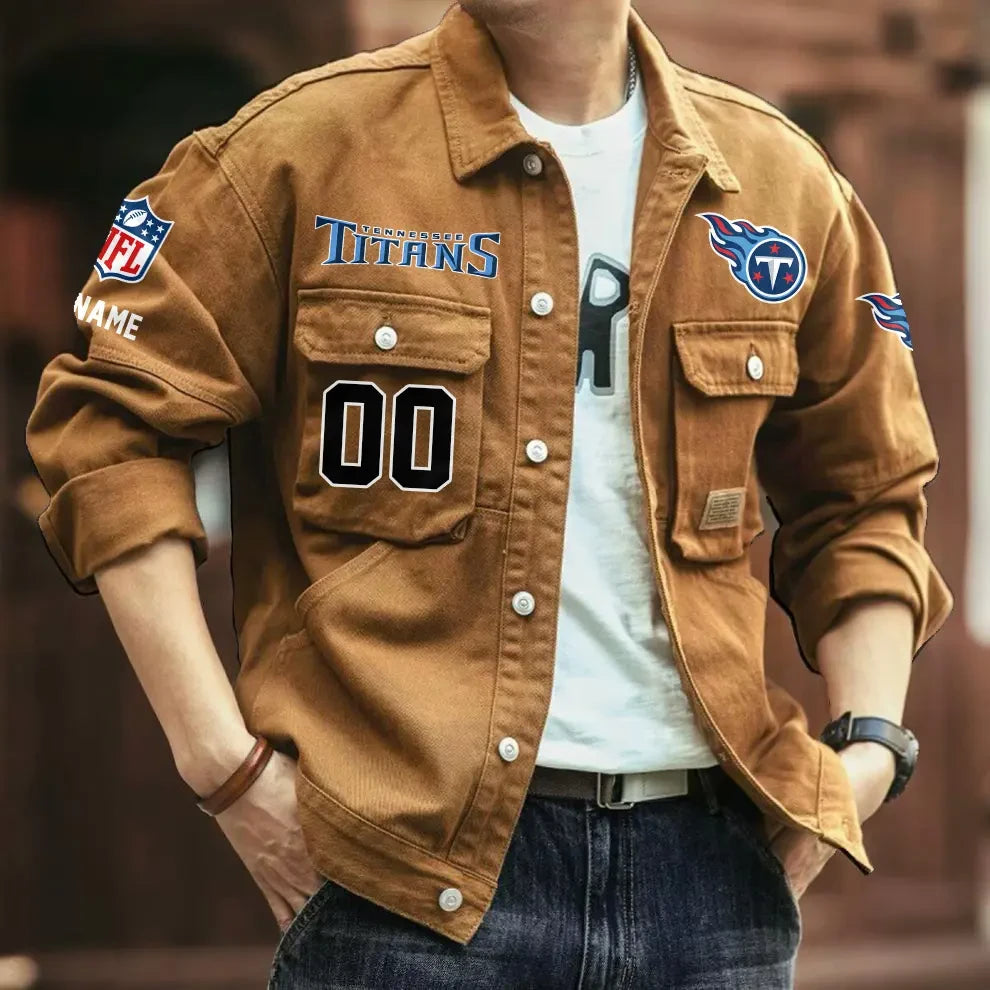 Tennessee Titans Men's Denim Autumn Jackets SPTMDAJ575