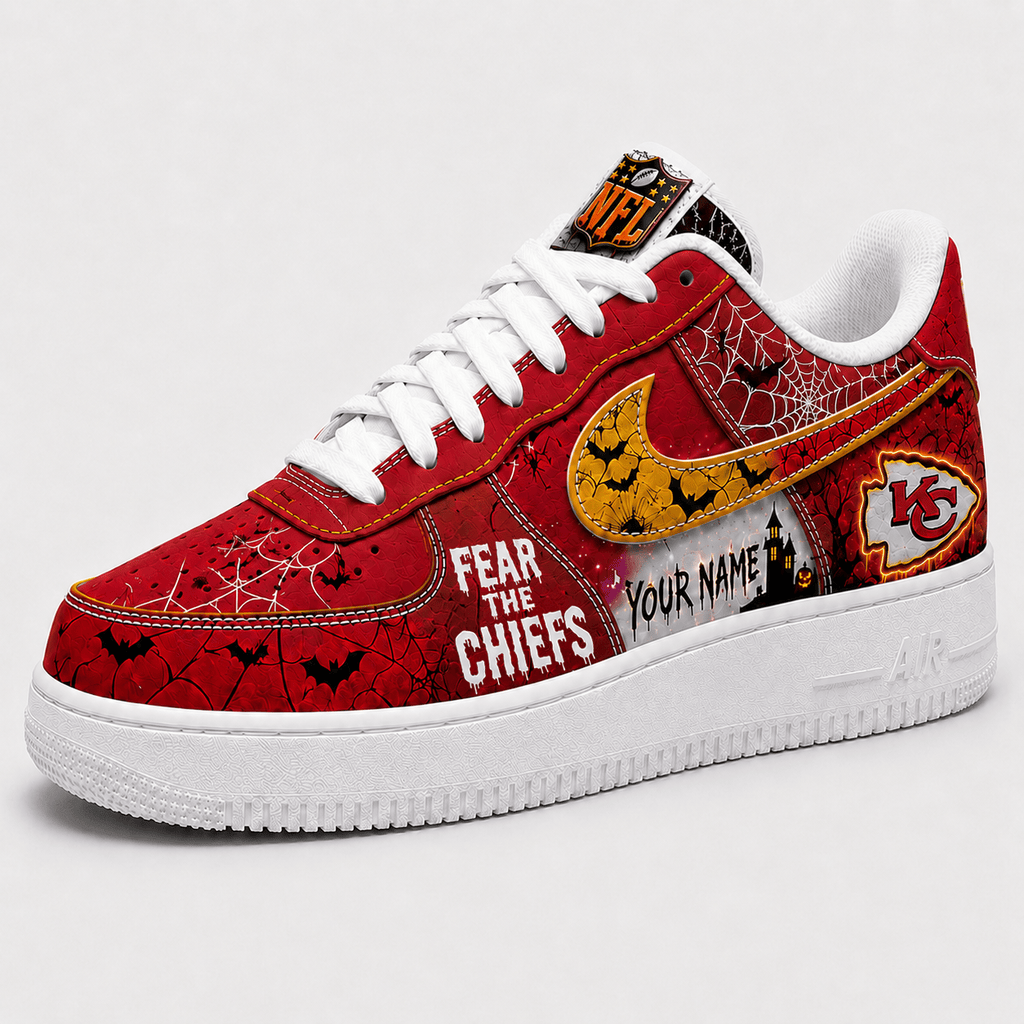 Kansas City Chiefs | Premium NFL Fear The Team Halloween AF1 Sneakers - VA32184
