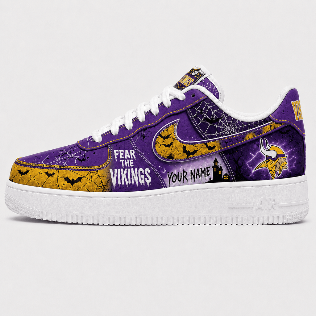 Minnesota Vikings | Premium NFL Fear The Team Halloween AF1 Sneakers - VA32175