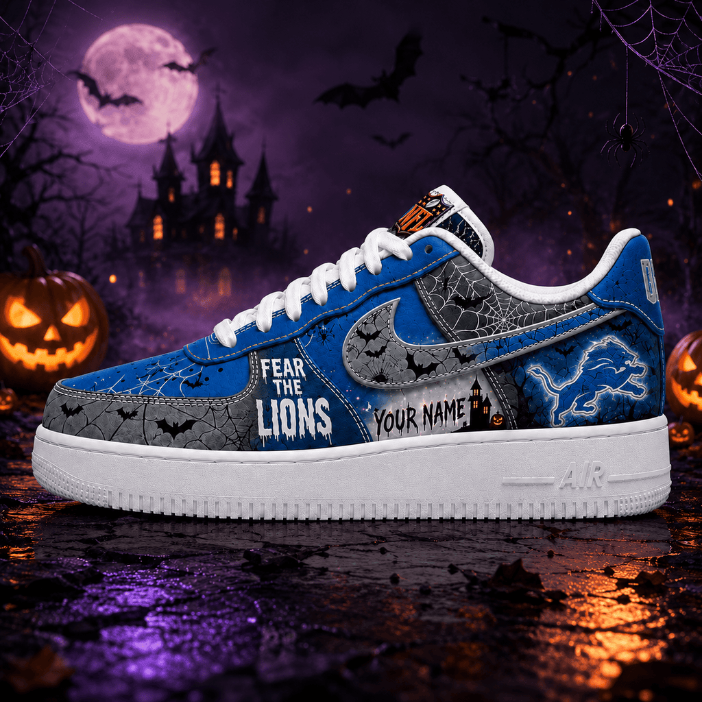Detroit Lions | Premium NFL Fear The Team Halloween AF1 Sneakers - VA32196