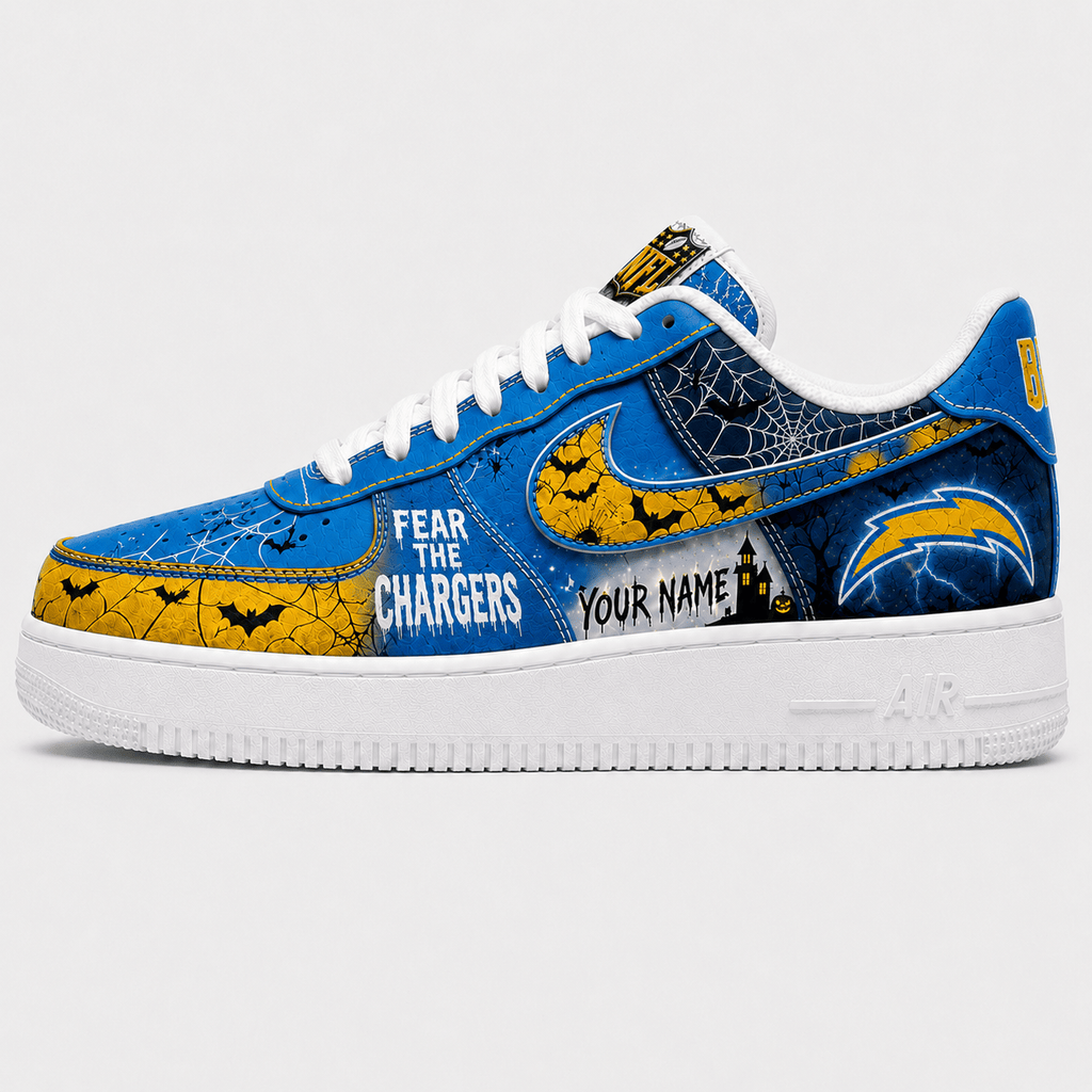 Los Angeles Chargers | Premium NFL Fear The Team Halloween AF1 Sneakers - VA32186
