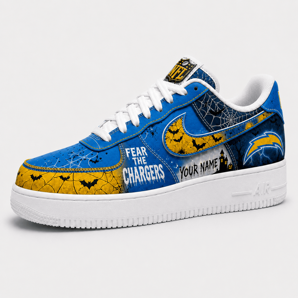 Los Angeles Chargers | Premium NFL Fear The Team Halloween AF1 Sneakers - VA32186