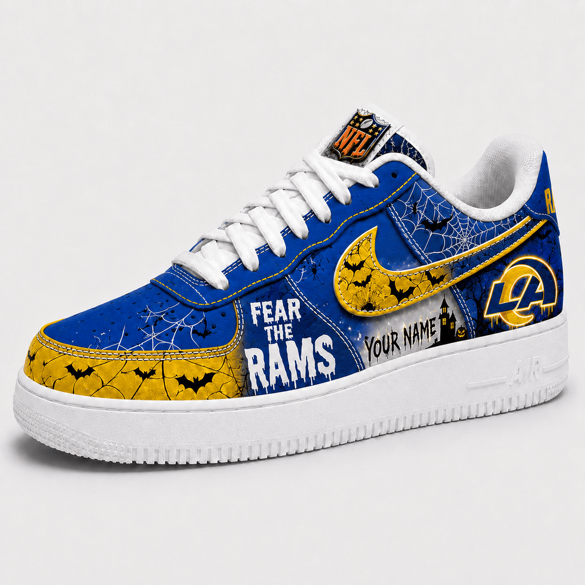 Los Angeles Rams | Premium NFL Fear The Team Halloween AF1 Sneakers - VA32181