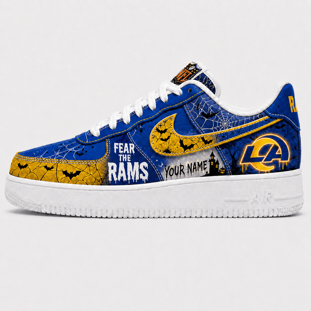 Los Angeles Rams | Premium NFL Fear The Team Halloween AF1 Sneakers - VA32181