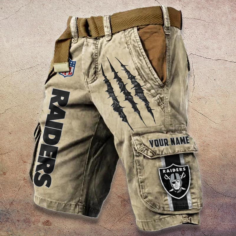 Las Vegas Raiders Pocket Print Cargo Shorts (Belt Not Included) S9MCS082