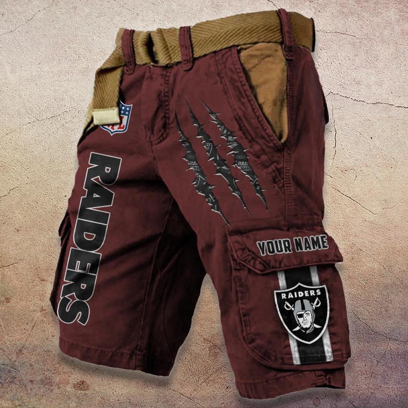 Las Vegas Raiders Pocket Print Cargo Shorts (Belt Not Included) S9MCS082