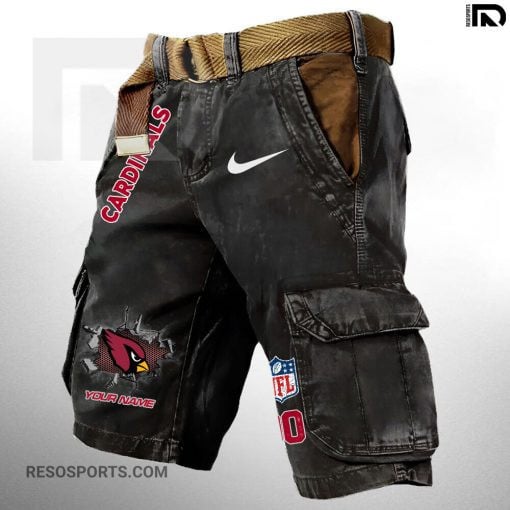 Arizona Cardinals Pocket Print Cargo Shorts (Belt Not Included) S9MCS098