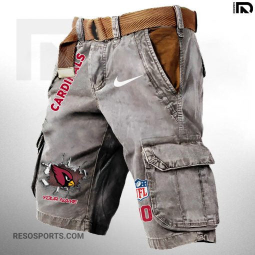 Arizona Cardinals Pocket Print Cargo Shorts (Belt Not Included) S9MCS098