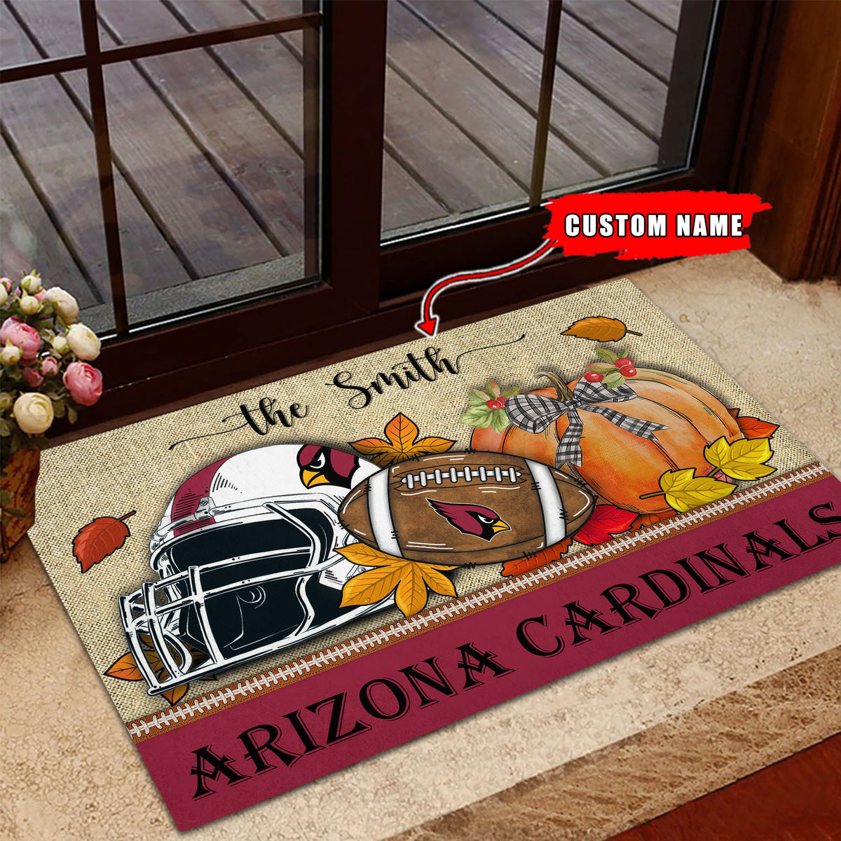 NFL01-Arizona Cardinals Fall Football Doormat - Custom name