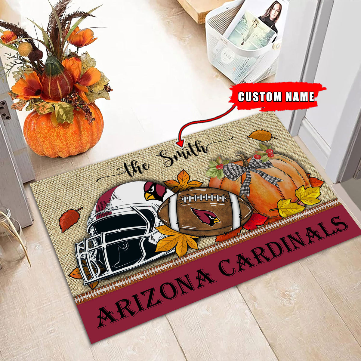 NFL01-Arizona Cardinals Fall Football Doormat - Custom name