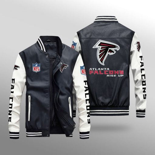 Atlanta Falcons Premium Fleece-Lined Leather Bomber Jacket BG49