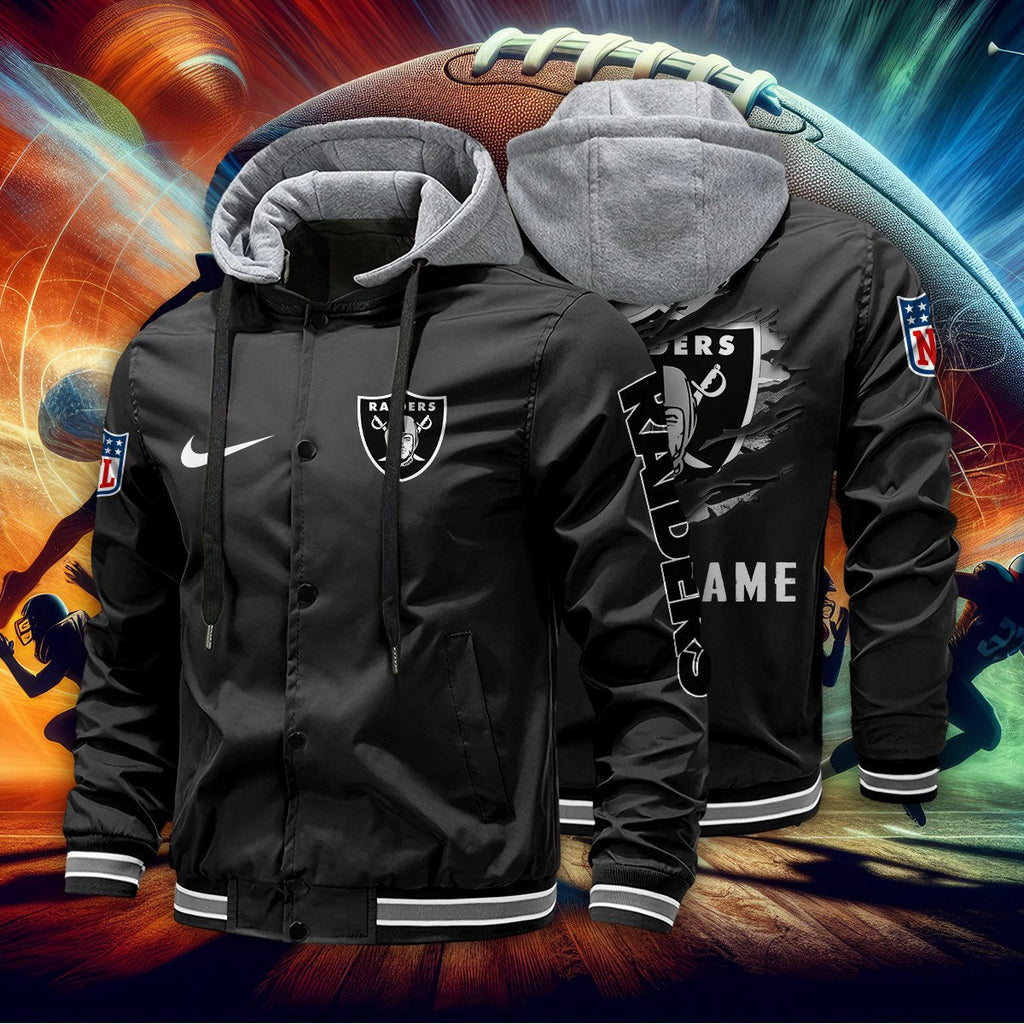 Las Vegas Raiders Baseball Jacket With Detachable Hood AZBJDH010