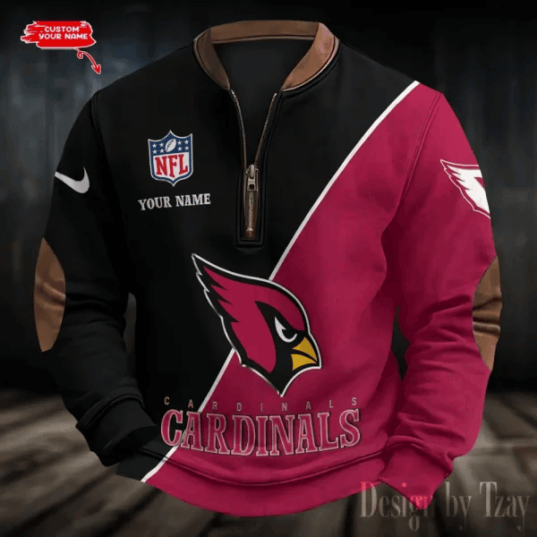 S9MPZNS129-Arizona Cardinals Premium Personalized Game-Day Quarter-Zip
