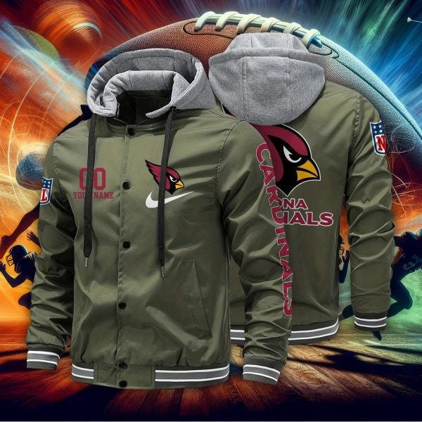 Arizona Cardinals Baseball Jacket With Detachable Hood AZBJDH018
