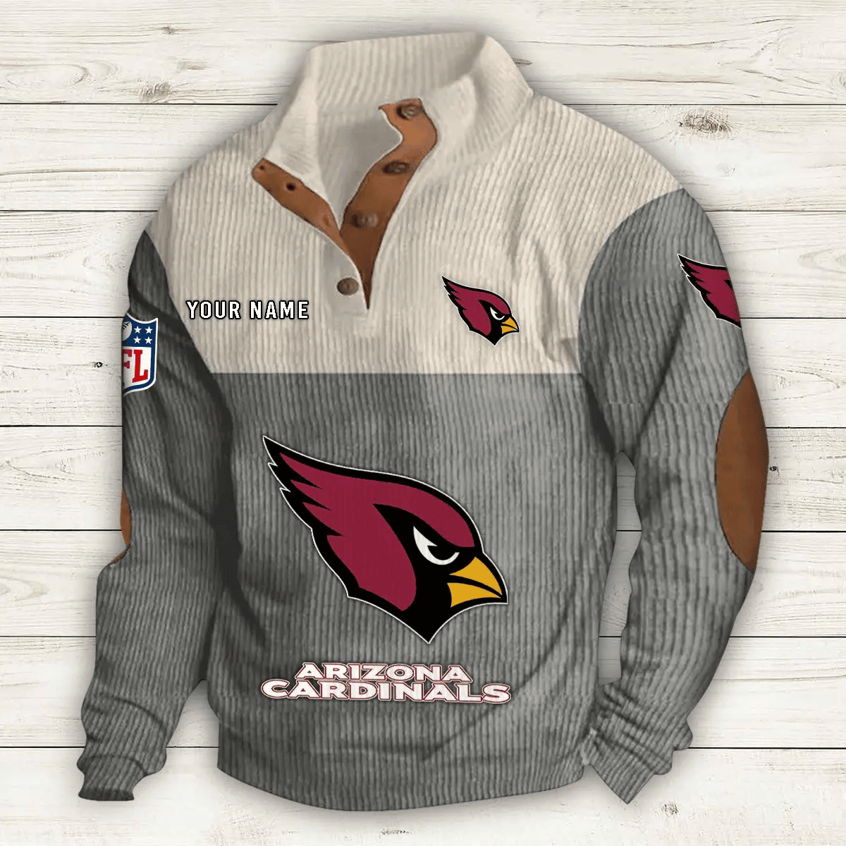 Arizona Cardinals S9DBSCH636 Premium Stand-Collar Game-Day Pullover - Engineered Warmth & Personalized Name