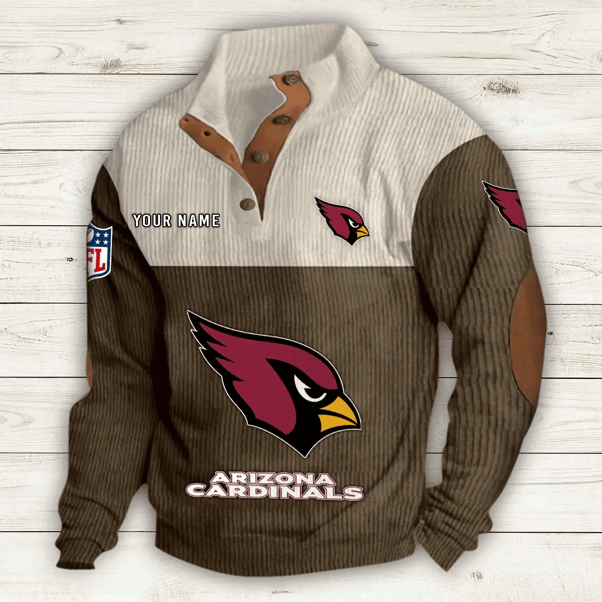 Arizona Cardinals S9DBSCH636 Premium Stand-Collar Game-Day Pullover - Engineered Warmth & Personalized Name