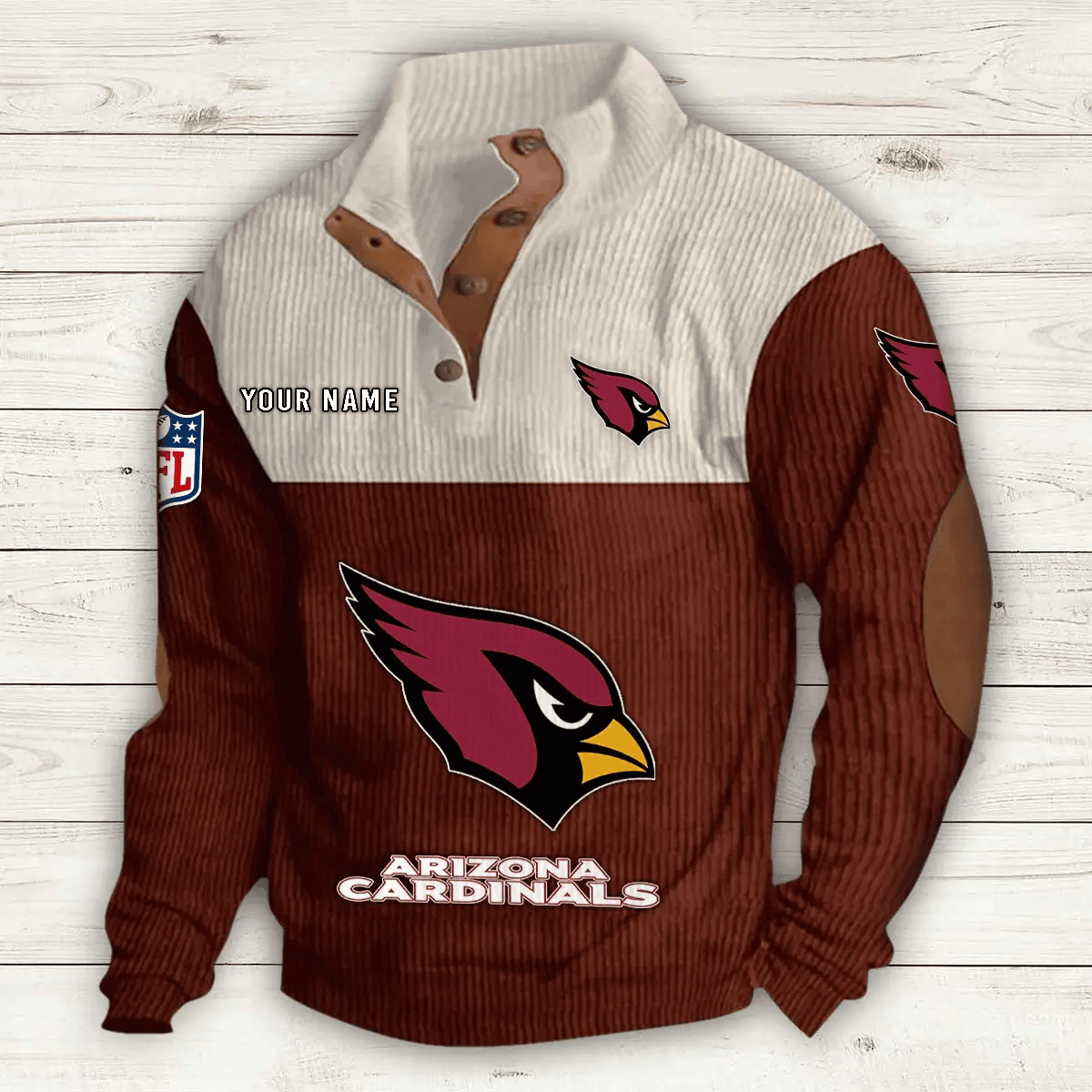 Arizona Cardinals S9DBSCH636 Premium Stand-Collar Game-Day Pullover - Engineered Warmth & Personalized Name