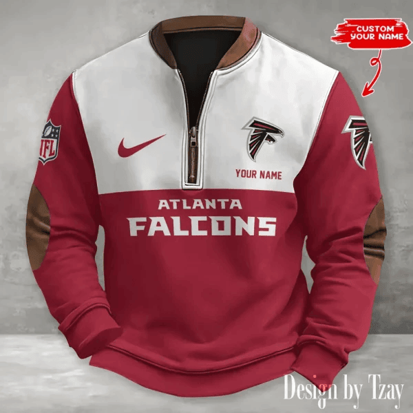 S9MPZNS111-Atlanta Falcons Premium Personalized Game-Day Quarter-Zip