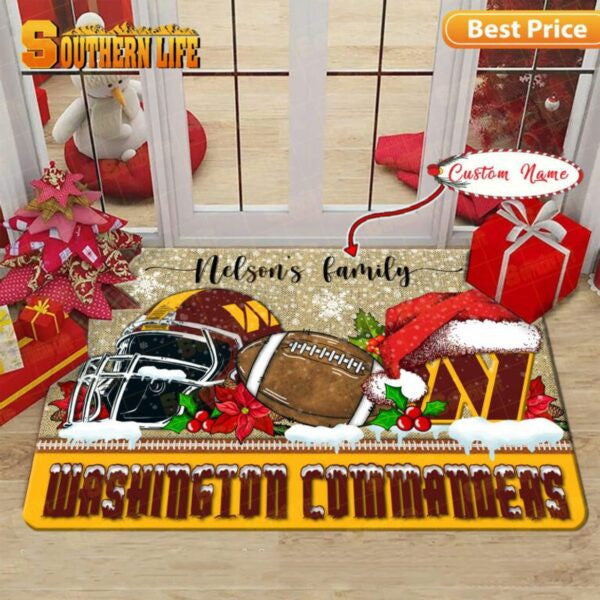 Washington Commanders Christmas Personalized Doormat BGDMM503