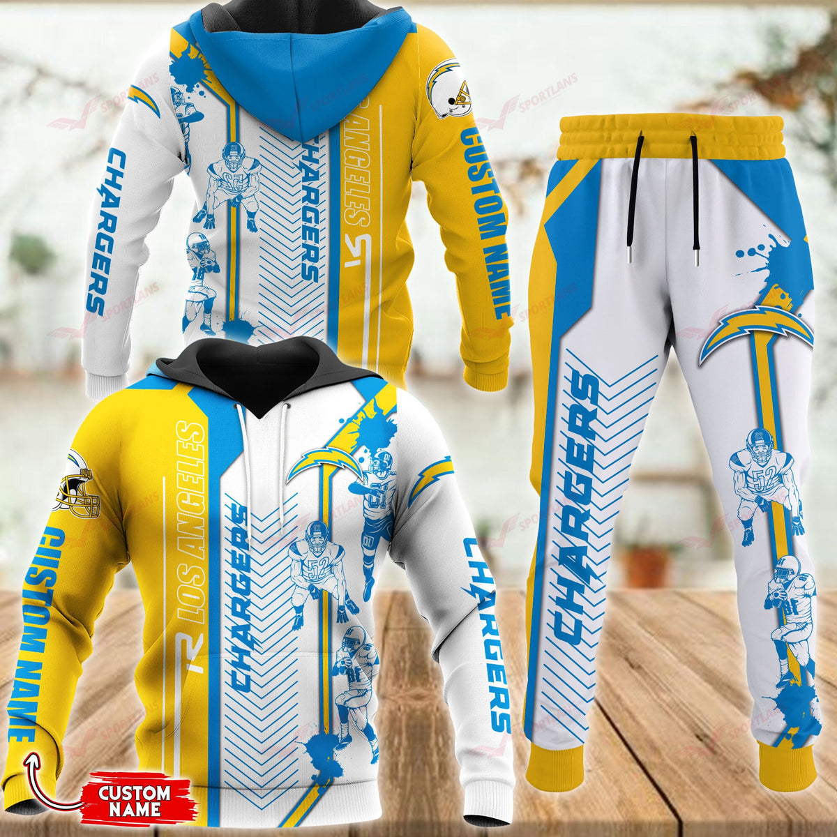 Los Angeles Chargers Personalized Hoodie and Joggers BB618