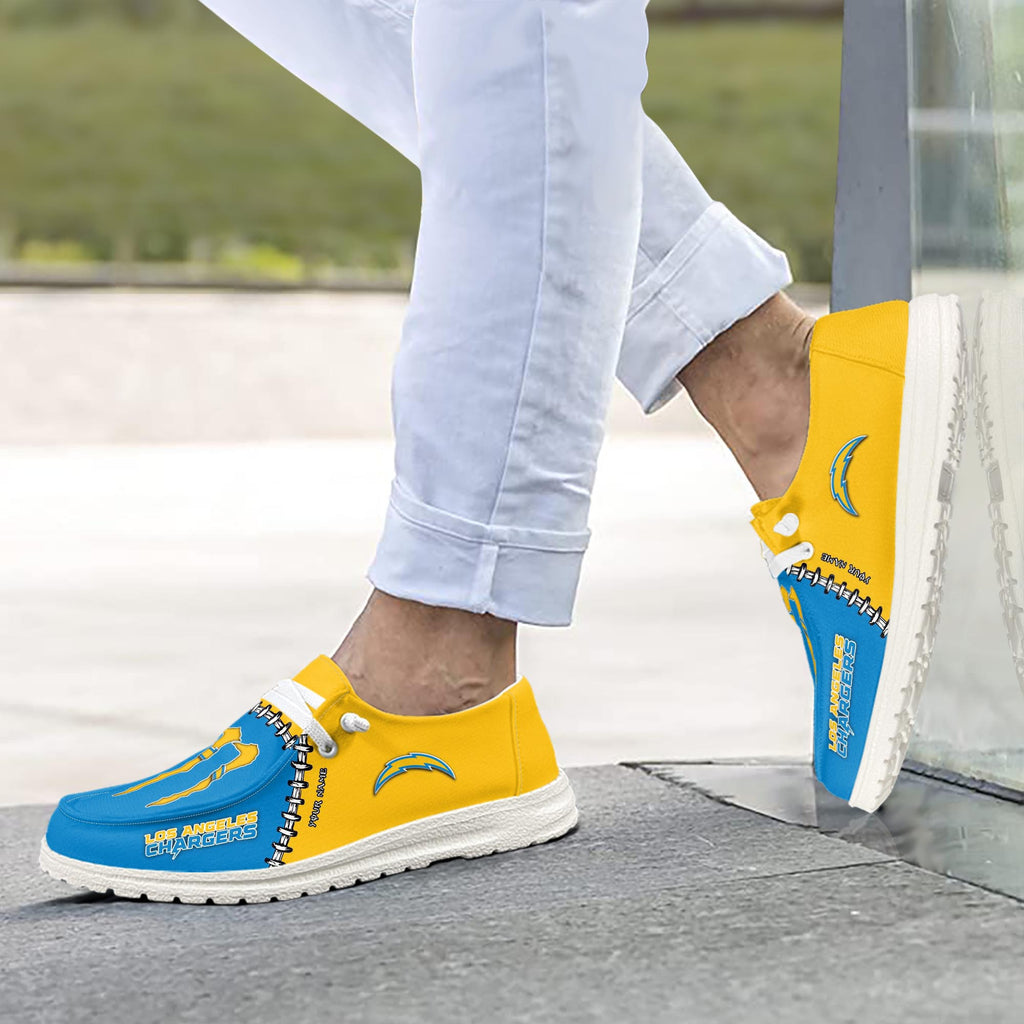 Los Angeles Chargers Moccasin Slippers - Hey Dude Shoes Style AZCHDUDE200