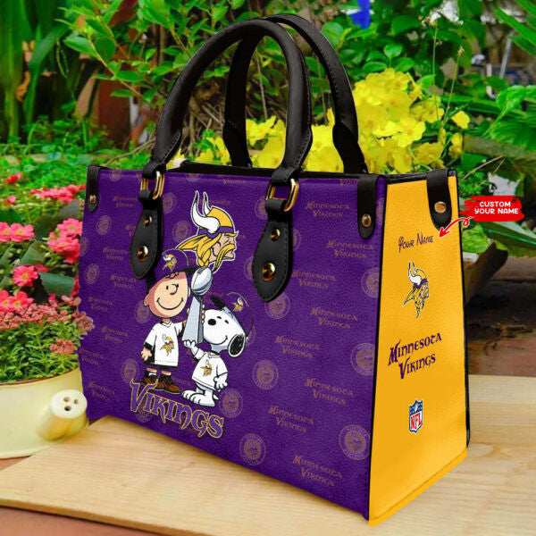 Minnesota Vikings Personalized Leather Hand Bag BBLTHB830