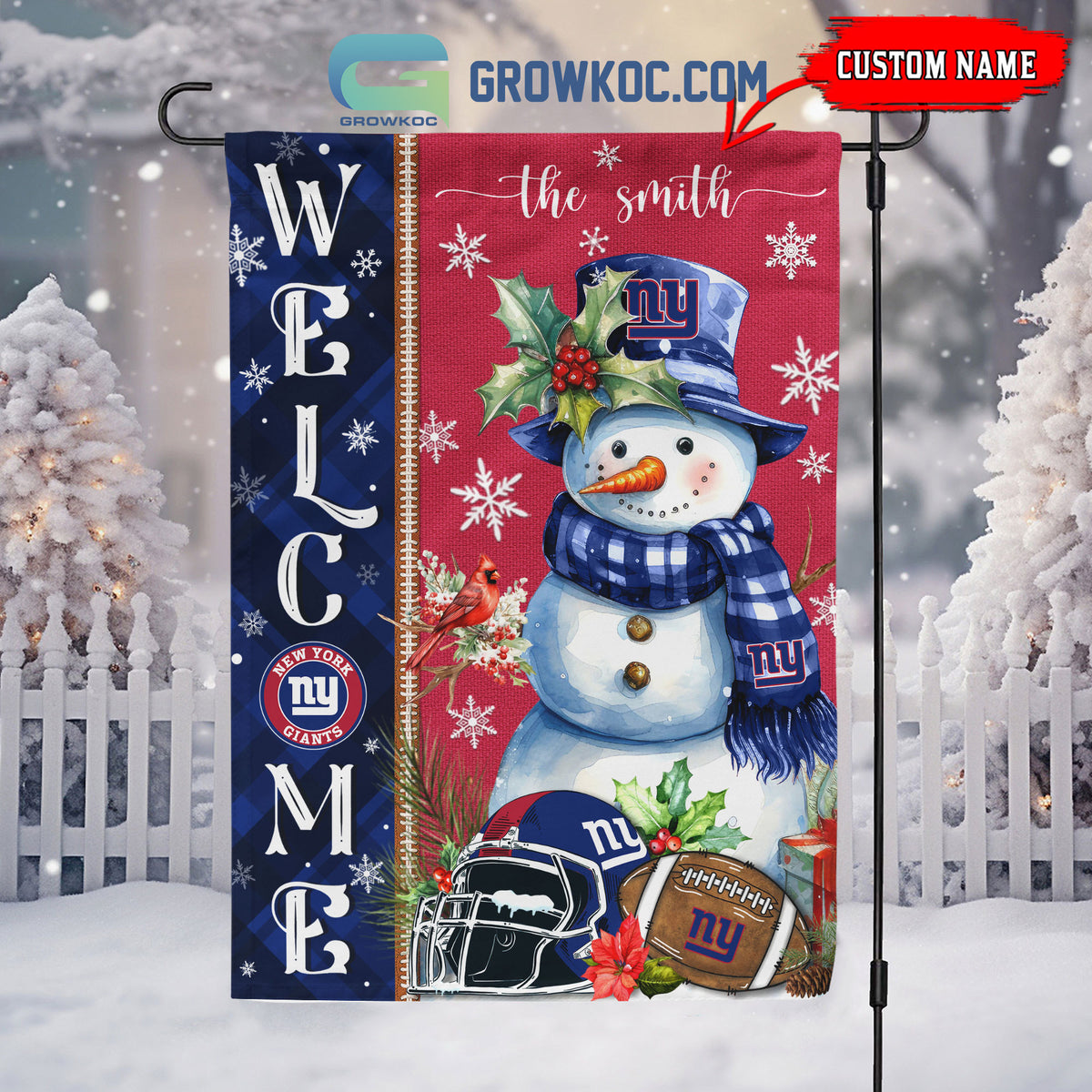 New York Giants Christmas Personalized Flag BGFLAG5431