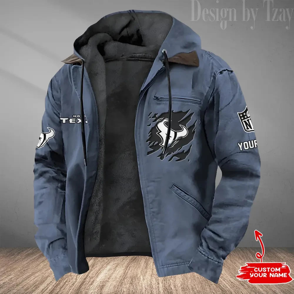 Houston Texans Men's Casual Padded Jacket Hooded Trending 2026 SPTPJH046
