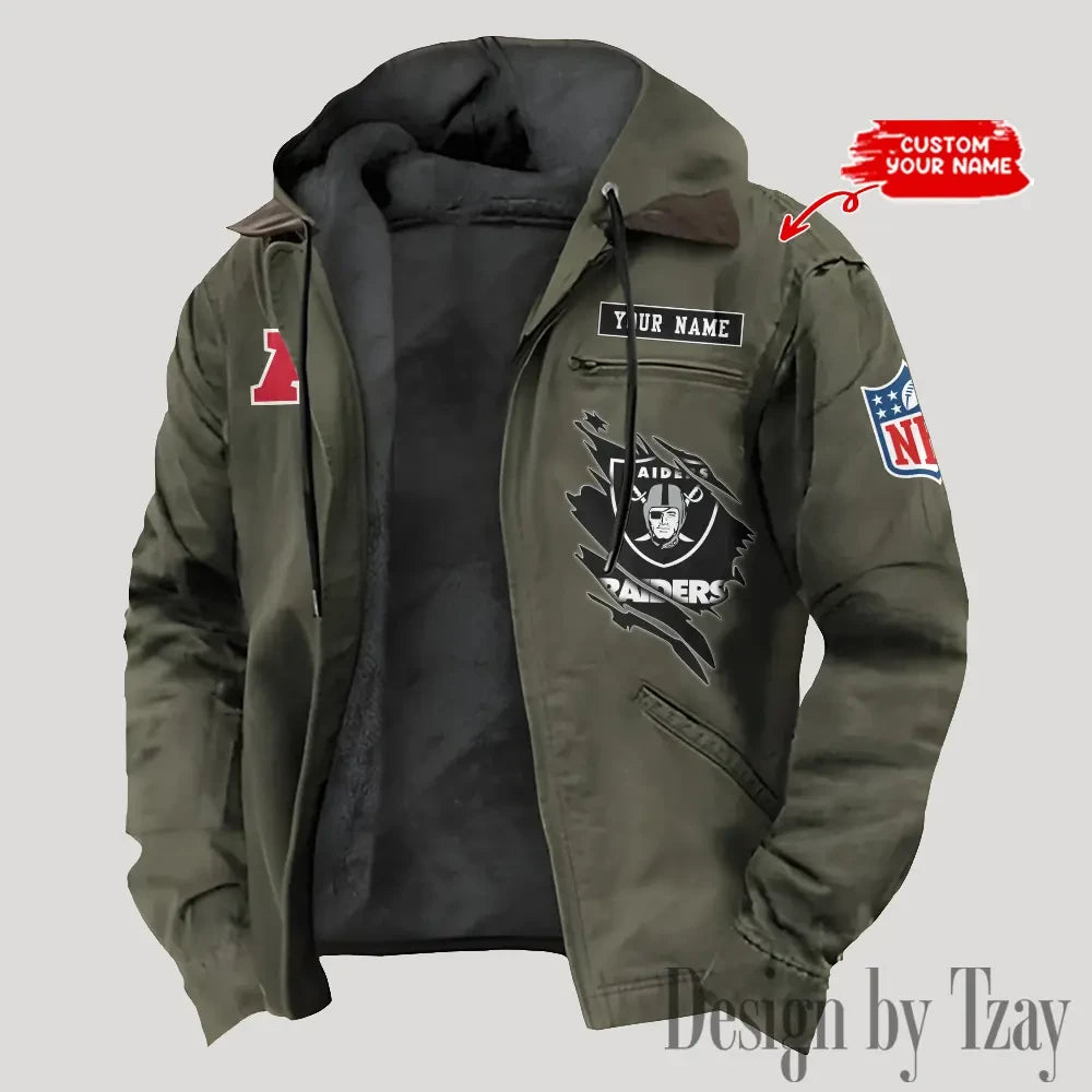 Las Vegas Raiders Men's Casual Padded Jacket Hooded Trending 2026 SPTPJH146