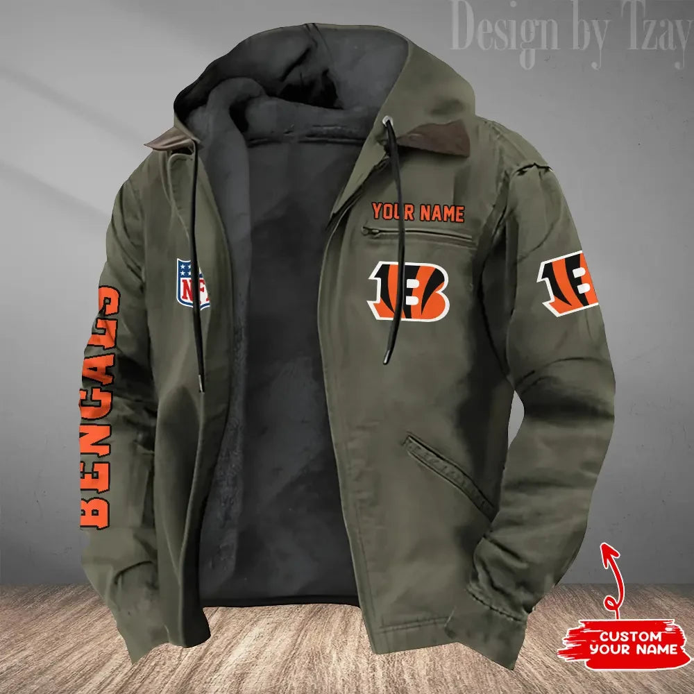 Cincinnati Bengals Men's Casual Padded Jacket Hooded Trending 2026 SPTPJH072