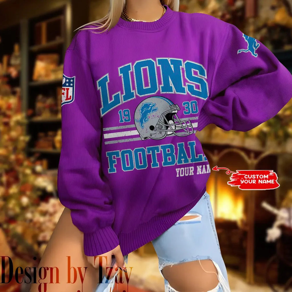 Detroit Lions Personalized Fashion Design New Woolen Sweater  BGSWT288