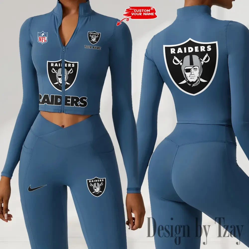 Las Vegas Raiders Zipper Sports Top Women Gym Long Sleeve for Fitness SPTZSTW049