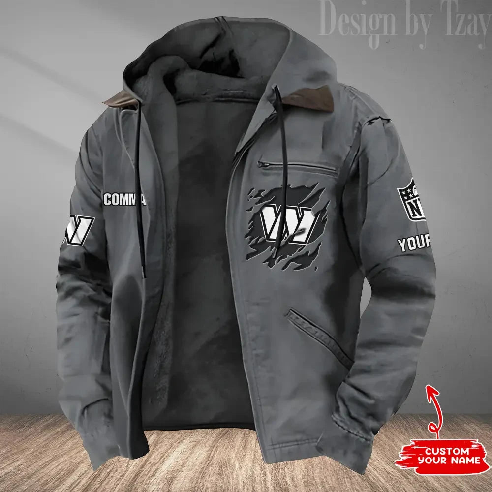 Washington Commanders Men's Casual Padded Jacket Hooded Trending 2026 SPTPJH065