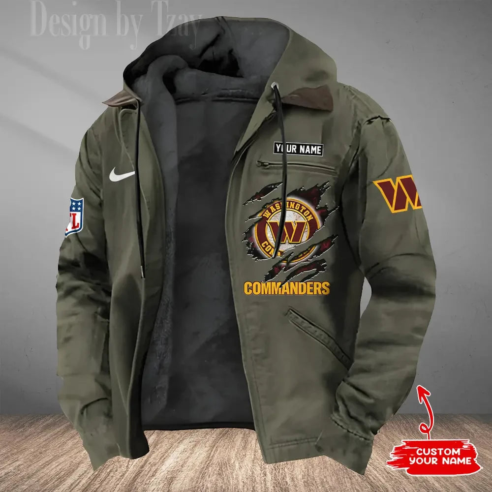 Washington Commanders Men's Casual Padded Jacket Hooded Trending 2026 SPTPJH193