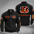 Cincinnati Bengals DMSH0275 Stand Collar Half-zip Sweatshirt Multicolor