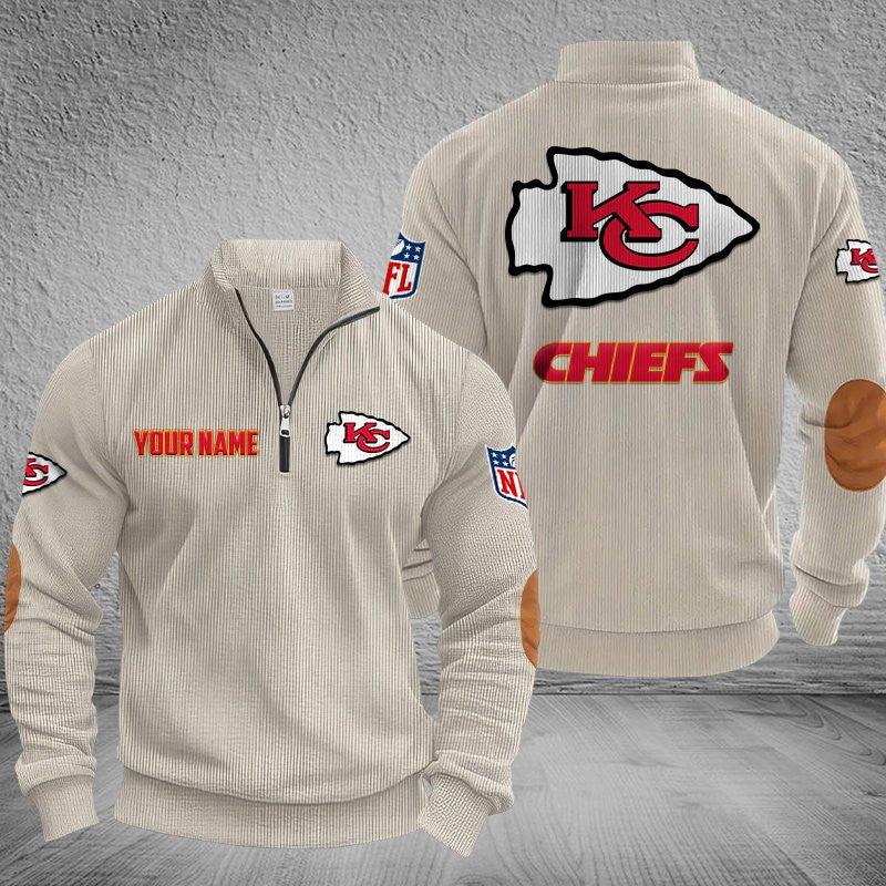Kansas City Chiefs DMSH0284 Stand Collar Half-zip Sweatshirt Multicolor