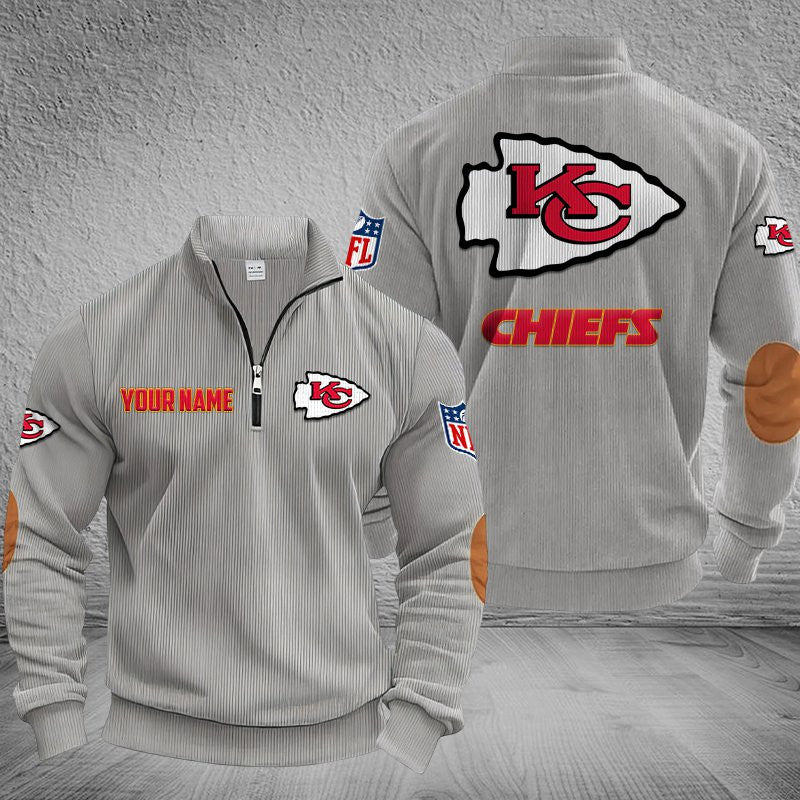 Kansas City Chiefs DMSH0284 Stand Collar Half-zip Sweatshirt Multicolor