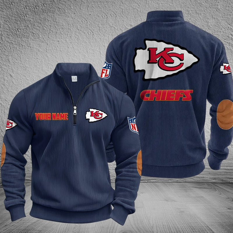 Kansas City Chiefs DMSH0284 Stand Collar Half-zip Sweatshirt Multicolor