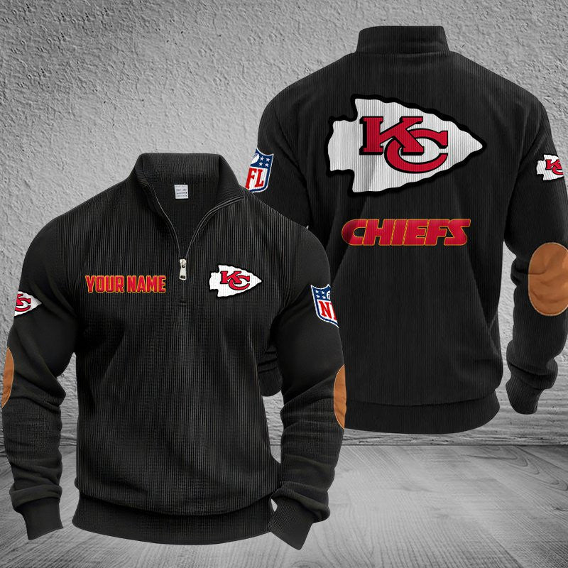 Kansas City Chiefs DMSH0284 Stand Collar Half-zip Sweatshirt Multicolor