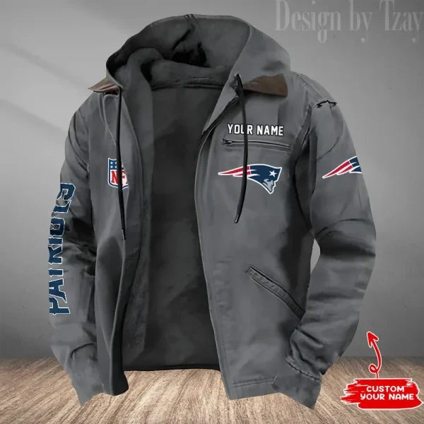 New England Patriots Men's Casual Padded Jacket Hooded Trending 2026 SPTPJH087