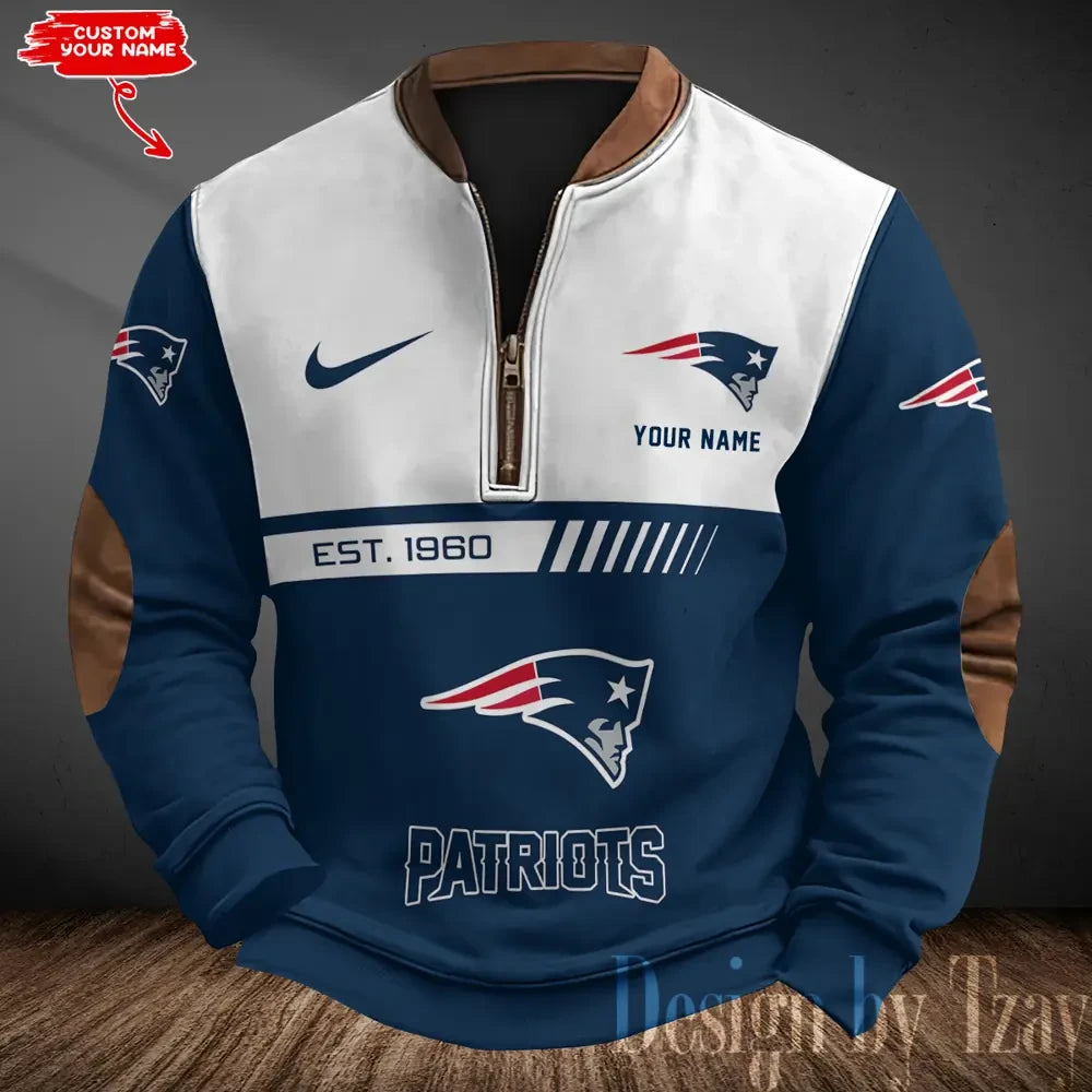 New England Patriots Men's Vintage Zipper Stand Collar Sweatshirt S9MPZNS323
