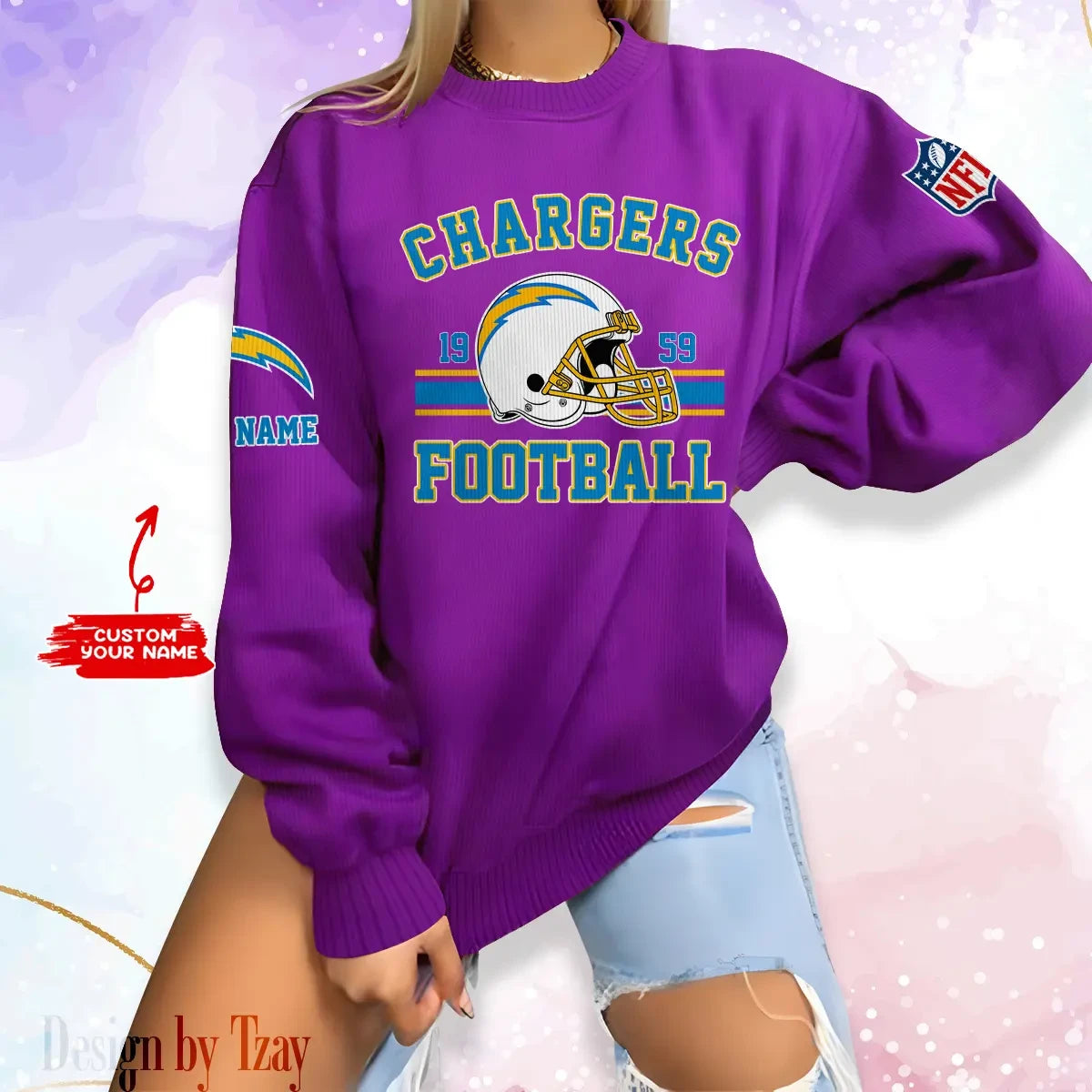 Los Angeles Chargers Personalized Fashion Design New Woolen Sweater  BGSWT234