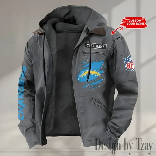 Los Angeles Chargers Men's Casual Padded Jacket Hooded trending 2026 SPTPJH021