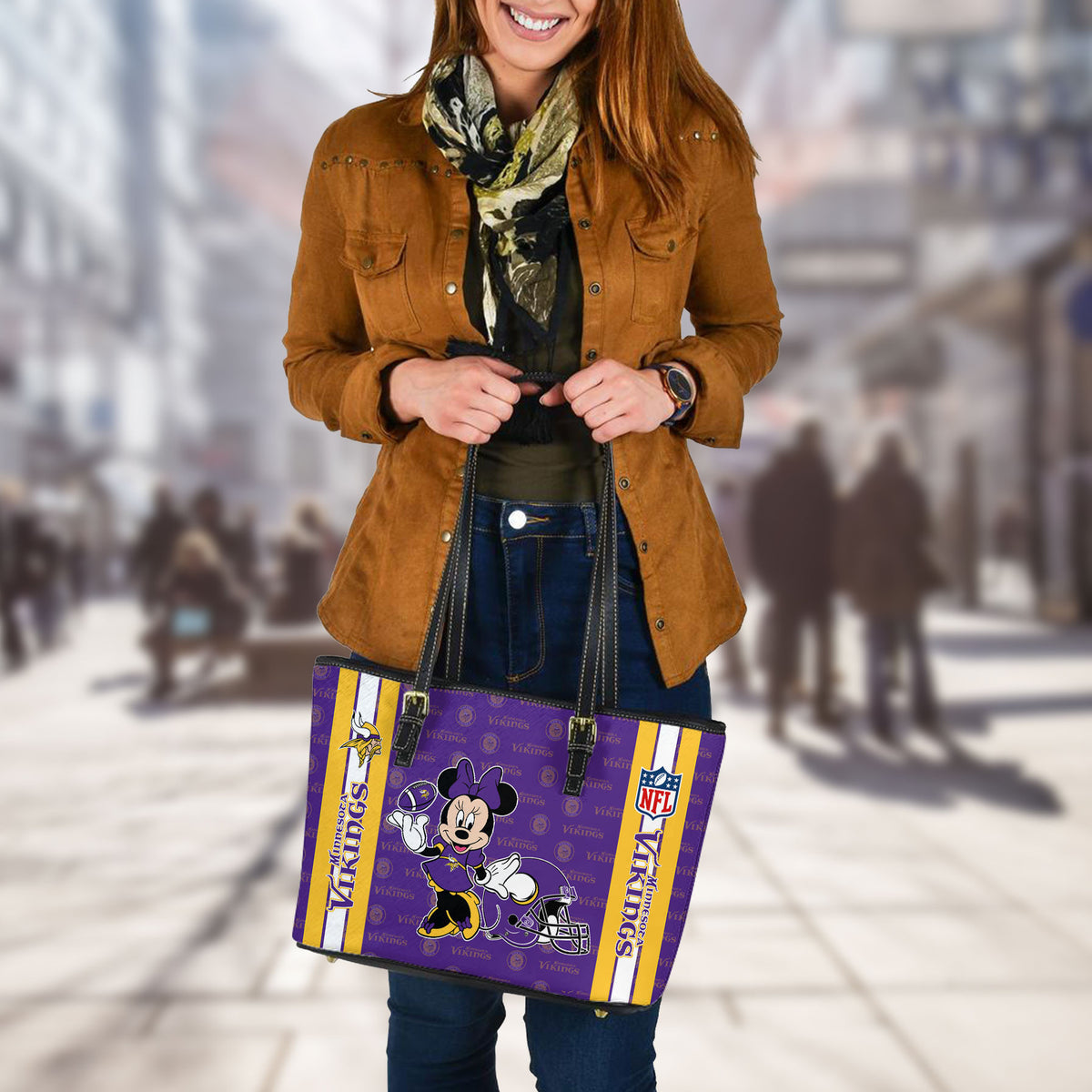 Minnesota Vikings Women Leather Tote Hand Bag BB31