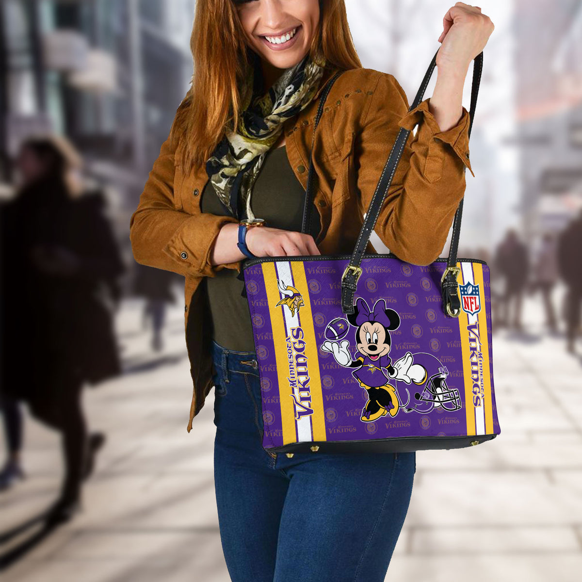 Minnesota Vikings Women Leather Tote Hand Bag BB31